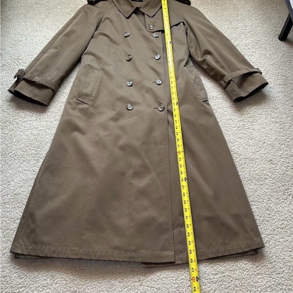 Vintage Khaki Trench Coat Sz 12 Double-Breasted Utility Removable Liner - Picture 6 of 8